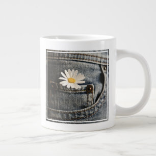 Flowers   Daisy in Jeans Pocket Large Coffee Mug