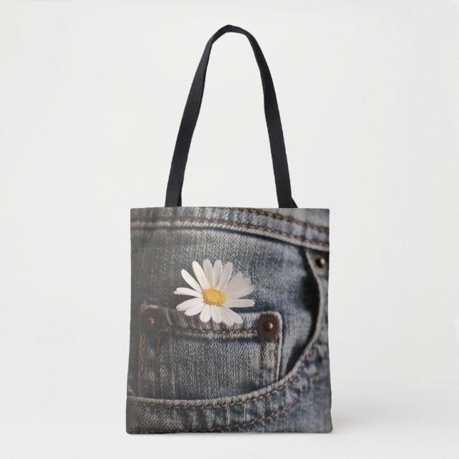 Flowers | Daisy in Jeans Pocket Tote Bag (Front)