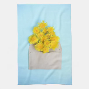 Flowers   Dandelions in Envelope Tea Towel