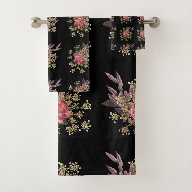 flowers decoration   bath towel set (Insitu)