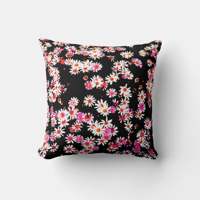 Flowers Design in a Posterised Pattern Cushion (Front)