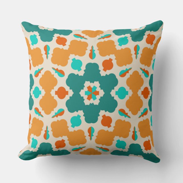 Flowers Diamonds and Candy Green Gold and Teal Cushion (Front)