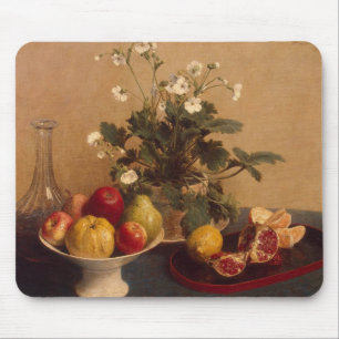 Flowers, dish with fruit and carafe, 1865 mouse pad