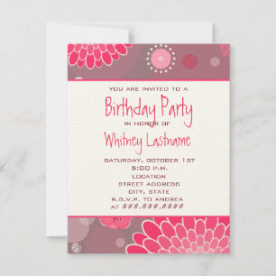 Flowers & Dots Birthday Party Invite