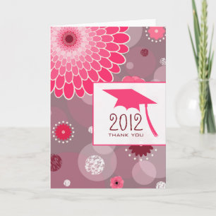 Flowers & Dots Graduation Thank You Card