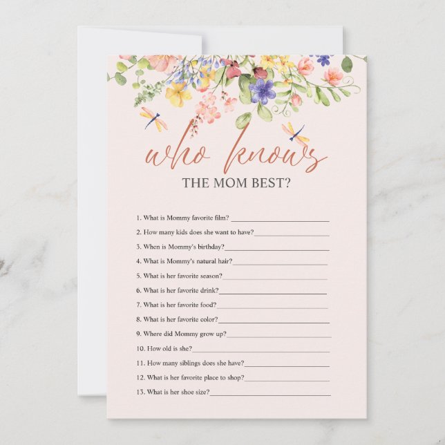  Flowers  Dragonfly BABY SHOWER WHO KNOWS DIGITAL Invitation (Front)