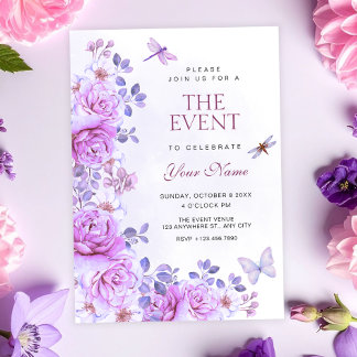 Flowers dragonfly invitation