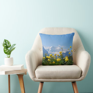 Flowers Eiger Monch Swiss Alps Cushion
