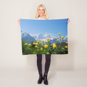 Flowers   Eiger Monch Swiss Alps Fleece Blanket