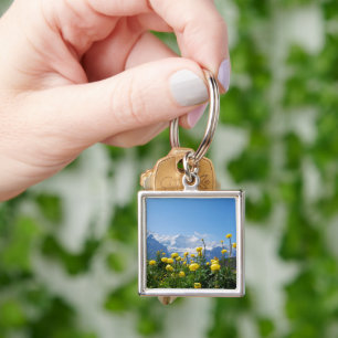Flowers Eiger Monch Swiss Alps Key Ring