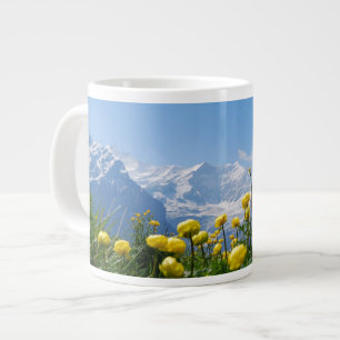 Flowers   Eiger Monch Swiss Alps Large Coffee Mug
