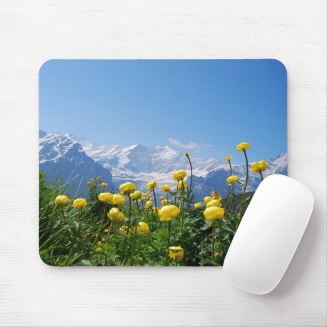 Flowers | Eiger Monch Swiss Alps Mouse Pad (With Mouse)