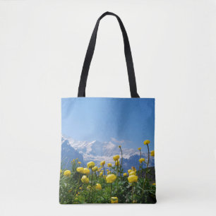 Flowers Eiger Monch Swiss Alps Tote Bag