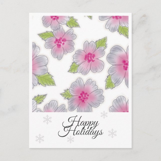 Flowers Elegance Happy Holidays Birthday Card (Front)