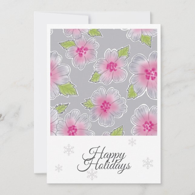 Flowers Elegance Happy Holidays Birthday Card (Front)