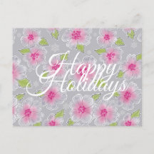 Flowers Elegance Happy Holidays Card