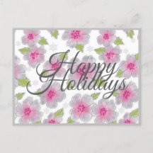 Flowers Elegance Happy Holidays Card