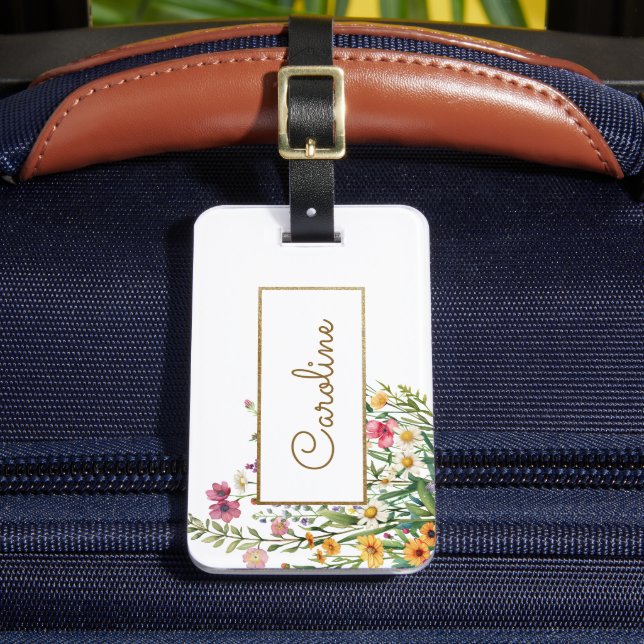 Flowers Elegant Personalised Luggage Tag (Front Insitu 2)