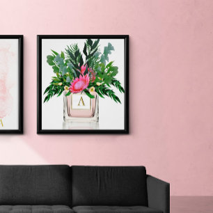Flowers Elegant Protea  Perfume Bottle Monogram Poster
