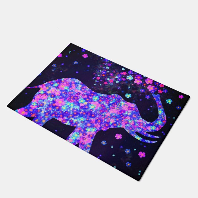 Flowers Elephant Doormat (Angled)
