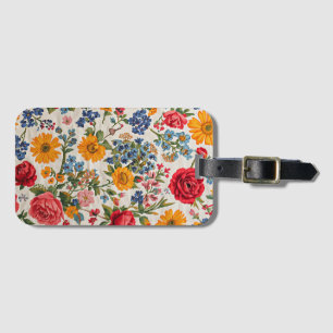 Flowers Everywhere, colorful design, Luggage Tag