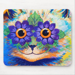 Flowers eyes cat by Louis Wain Mouse Pad