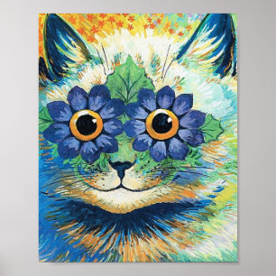 Flowers Eyes Cat By Louis Wain Poster