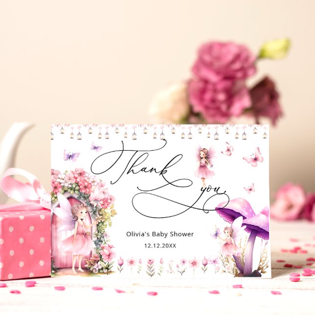 Flowers Fairy Modern Garden Baby Shower Thank You Card (Creator Uploaded)