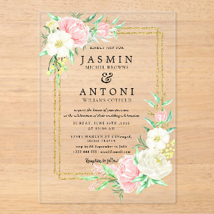 Flowers Fall Foliage Wedding Acrylic Invitations