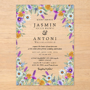  Flowers  Fall Foliage Wedding  Acrylic Invitations