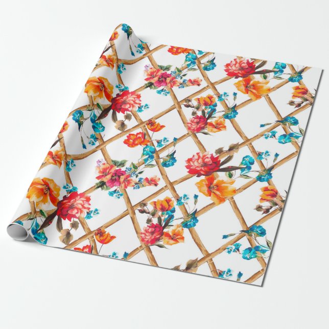 flowers fashion fabric design flower,oil,painting, wrapping paper (Unrolled)