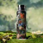 Flowers Faux Gold Monogrammed Vintage Floral Art  Water Bottle<br><div class="desc">Create your own custom, personalised, vintage art / flowers / floral art lovers', elegant faux gold typography script, classy black, spill-proof, stainless steel, condensation-resistant exterior, monogrammed matte black durable double-wall Thor Copper Vacuum Insulated Bottle that keeps beverages hot for 12 hours or cold for 48 hours, featuring a beautiful vintage...</div>