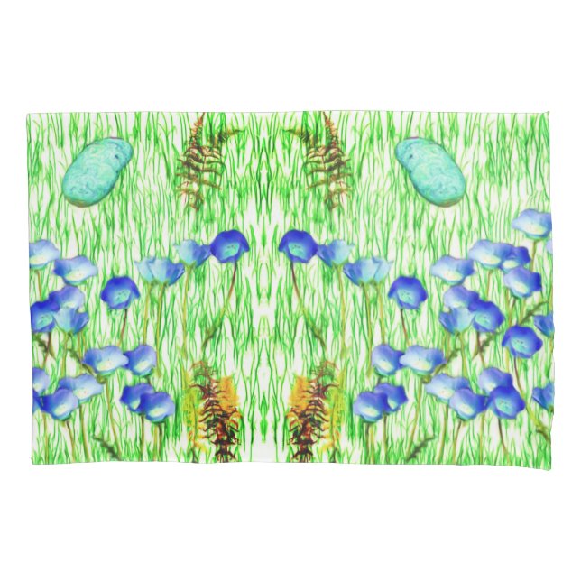 Flowers Ferns Grass Rocks Photo Painting Abstract Pillowcase (Front)