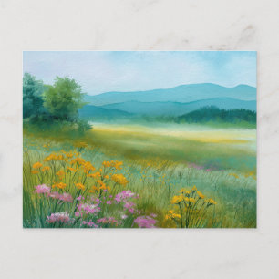 Flowers Field Nature Scene  Postcard