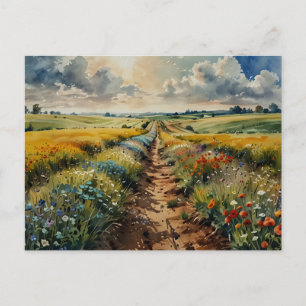 Flowers Field Summer Flowers Nature Scene Postcard