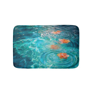 Flowers Floating on Water Bath Mat
