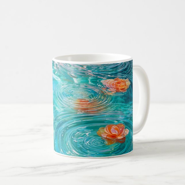 Flowers Floating on Water  Coffee Mug (Front Right)