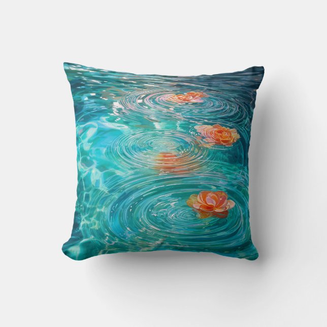 Flowers Floating on Water  Cushion (Front)