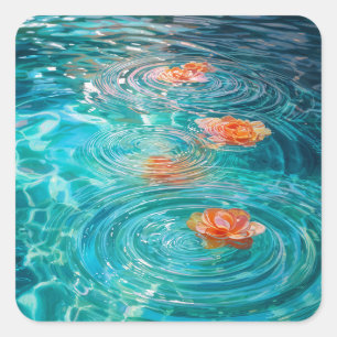 Flowers Floating on Water  Square Sticker