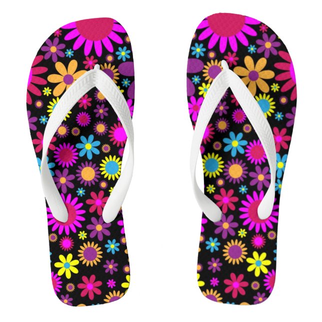 Flowers Floral Background Pattern Thongs (Footbed)
