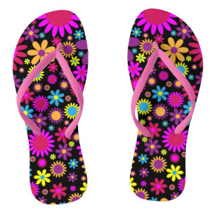 Flowers Floral Background Pattern Thongs