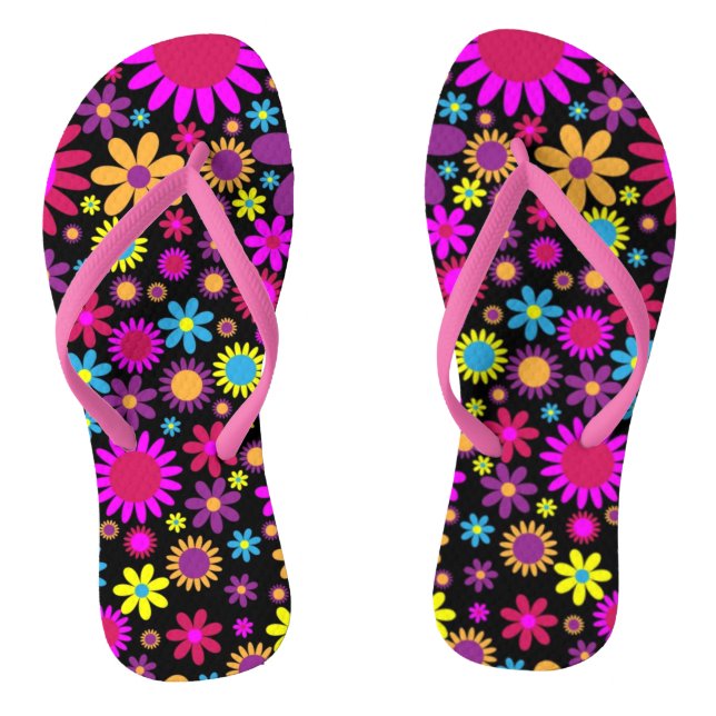 Flowers Floral Background Pattern Thongs (Footbed)