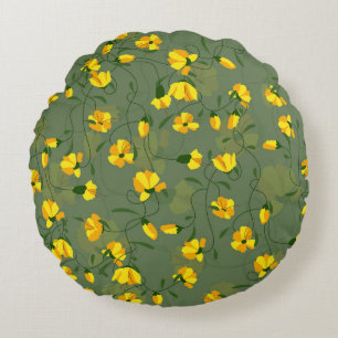 Flowers Floral Background Wildflower Round Cushion