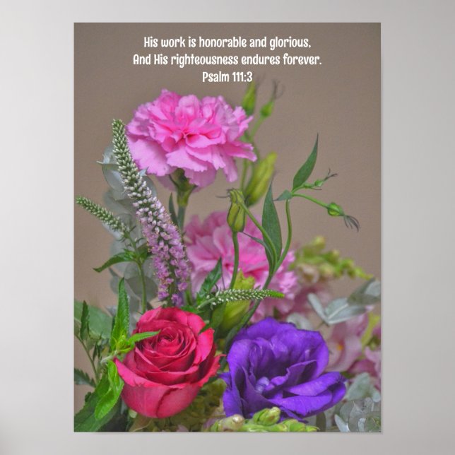 Flowers Floral Bouquet Bible Verse Art Poster (Front)