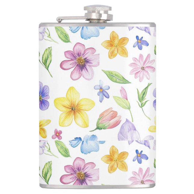 Flowers Floral Pattern Sublimation-95651 Hip Flask (Front)