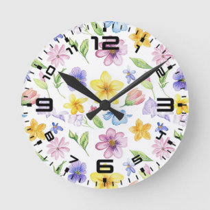 Flowers Floral Pattern Sublimation-95651 Round Clock