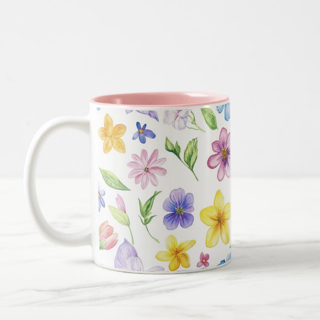 Flowers Floral Pattern Sublimation-95651 Two-Tone Coffee Mug (Left)