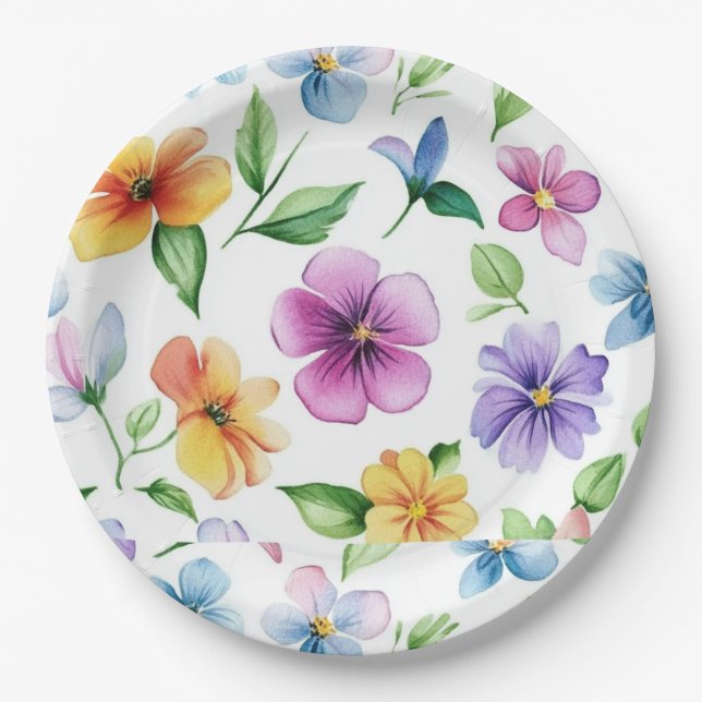 Flowers Floral Pattern Sublimation-95652 Paper Plate (Front)