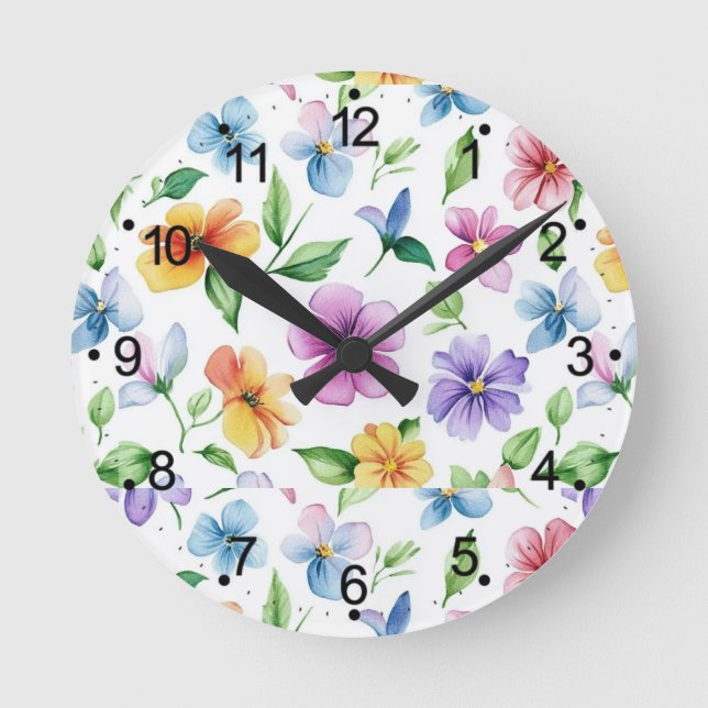 Flowers Floral Pattern Sublimation-95652 Round Clock (Front)