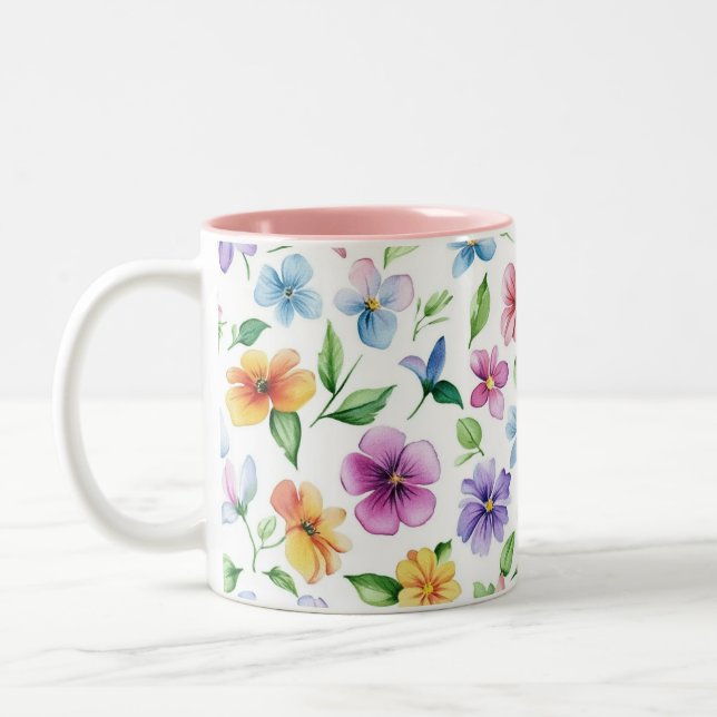 Flowers Floral Pattern Sublimation-95652 Two-Tone Coffee Mug (Left)